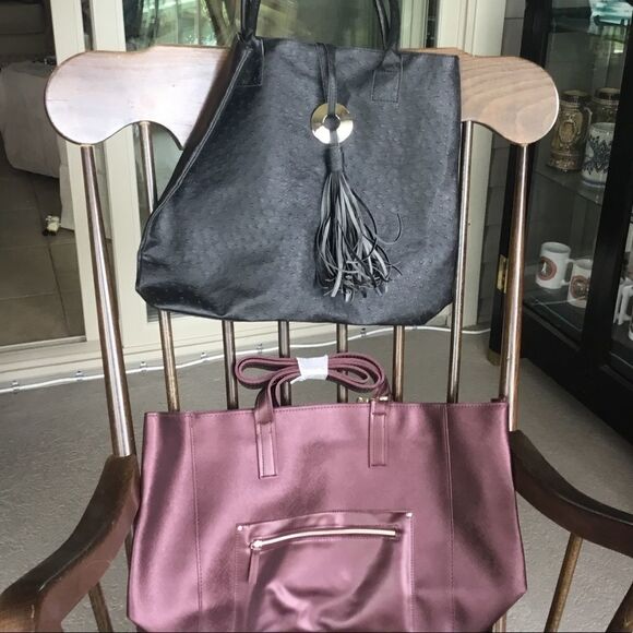 Set of 2 Vinyl Tote Bags - Picture 1 of 6